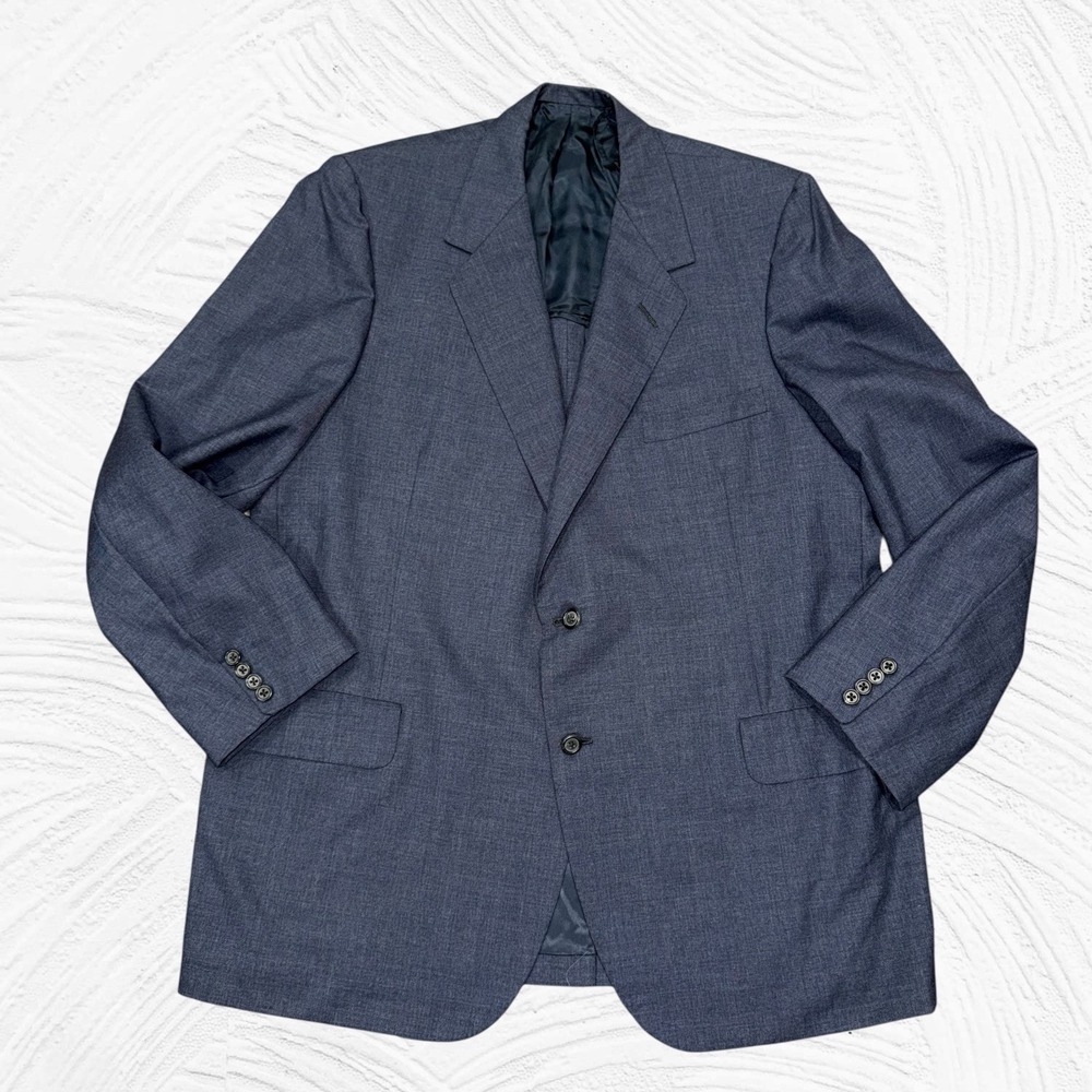 Oxxford Clothes Onwentsia Sport Coat 48T Navy Blue Partial Lined Wool Crosshatch